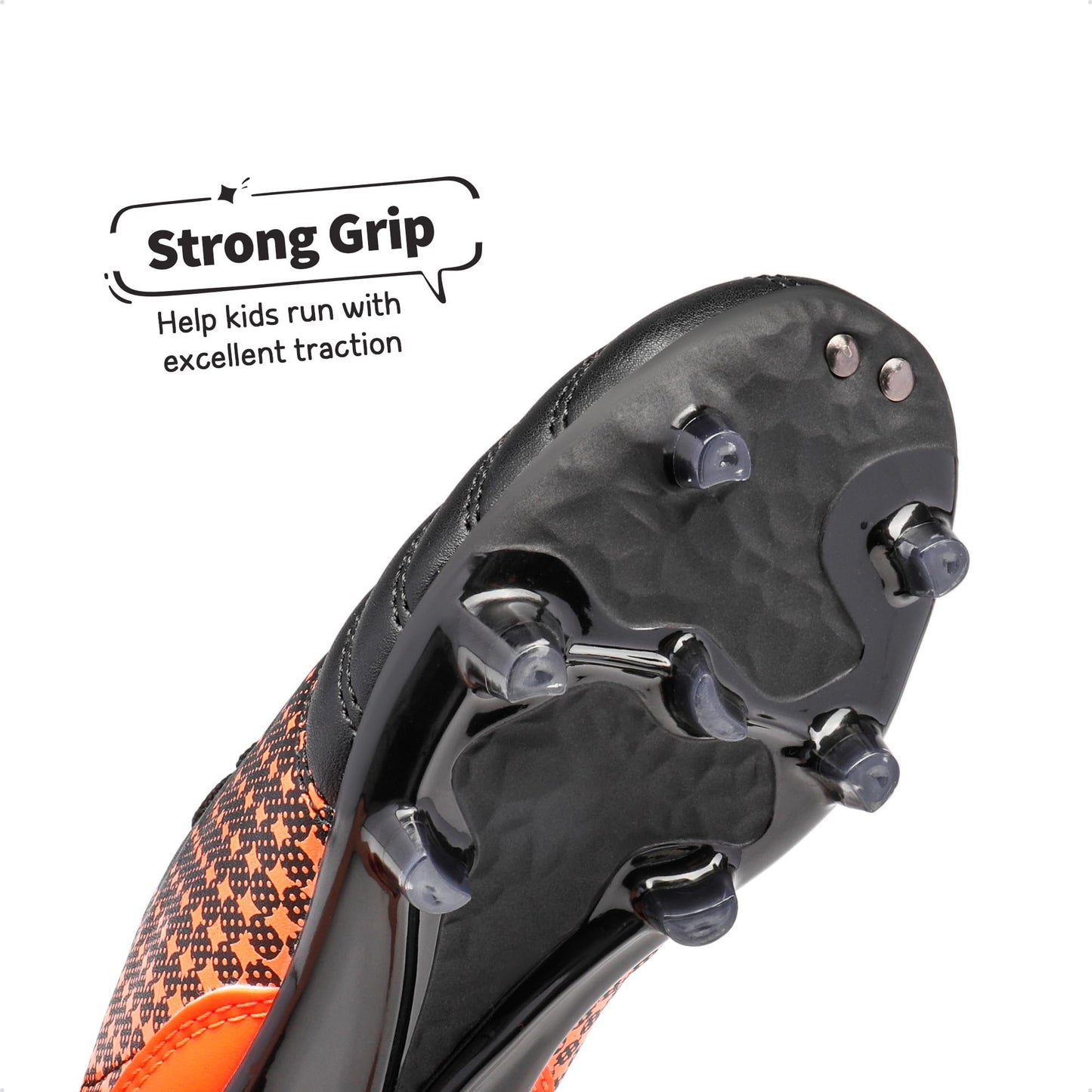 DREAM PAIRS Boys Girls Outdoor Sport Football Shoes Soccer Cleats for Little/Big Kid,Size 2 Little Kid,Black/Orange,SUPERFLIGHT-1K