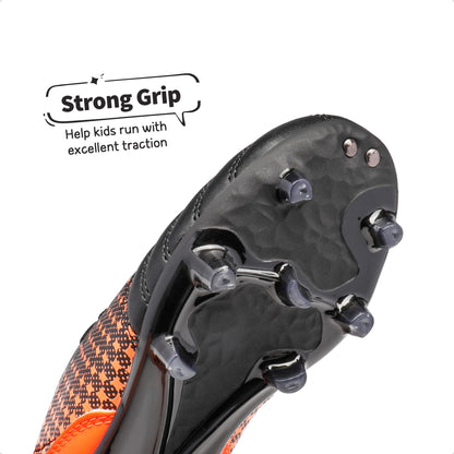 DREAM PAIRS Boys Girls Outdoor Sport Football Shoes Soccer Cleats for Little/Big Kid,Size 2 Little Kid,Black/Orange,SUPERFLIGHT-1K