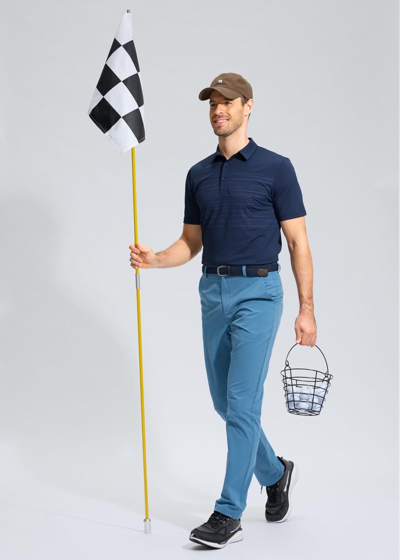 Pudolla Men's Golf Pants Stretch Work Dress Pants Men's Dress Pants 32 Lightweight Quick Dry Trousers with Pockets(Stone Slab Blue 35Wx32L)