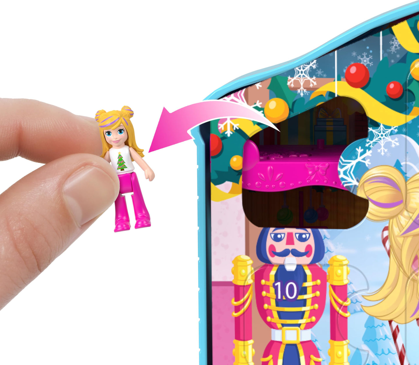 Polly Pocket Dolls Advent Calendar, Gingerbread House Playset with 24 Surprises, Dollhouse Furniture, Toy Car & Holiday Accessories