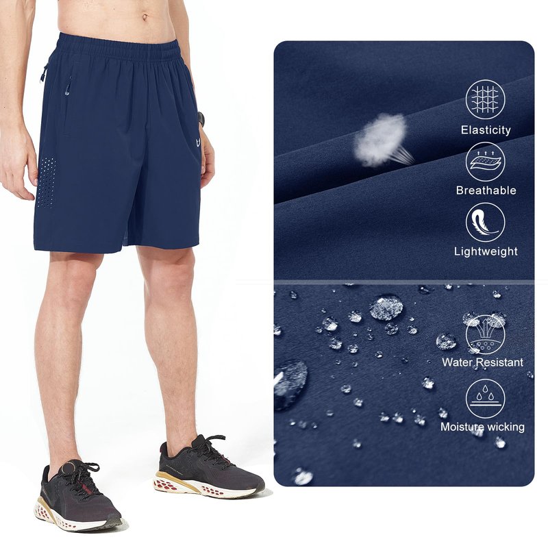 NORTHYARD Men's Athletic Running Shorts Gym Workout 7"/9"/5" Quick Dry Lightweight Sports Basketball Tennis 3 Zipper Pockets DARKBLUE 2XL