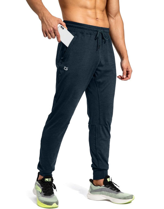G Gradual Men's Sweatpants with Zipper Pockets Athletic Pants Traning Track Pants Joggers for Men Soccer, Running, Workout(Heathered Cobalt Blue,M)
