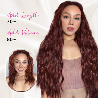 Hair Extensions, REECHO Blonde Clip in Hair Extensions 24" Thick Long Loose Waves hair extensions HE002 Invisible Lace Weft Natural Soft Hairpieces for Women ¨C Platinum Blonde