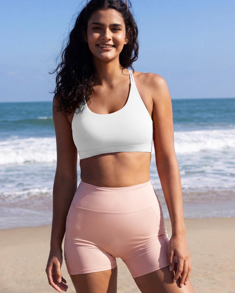RUNNING GIRL Sports Bras for Women,Strappy Back Workout Bras Padded Supportive White Sports Bra Plue Size(WX2354 White,M)