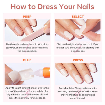 modelones Pink Short Press on Nails, Fall Halloween Oval Fake Nails Kit Press Ons with Nail Glue, Adhesive Tabs, Nail File, Prep Pad, Manicure Stick, 32Pcs 16 Sizes