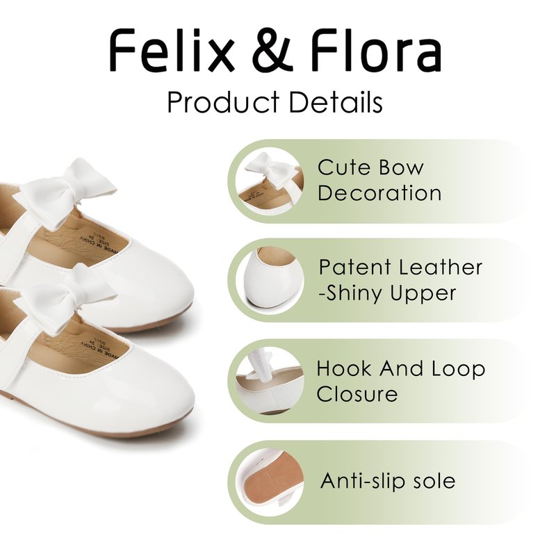 Felix & Flora Girls Dress Shoes - Mary Jane Ballet Flats Party Wedding School Size 8 Toddler