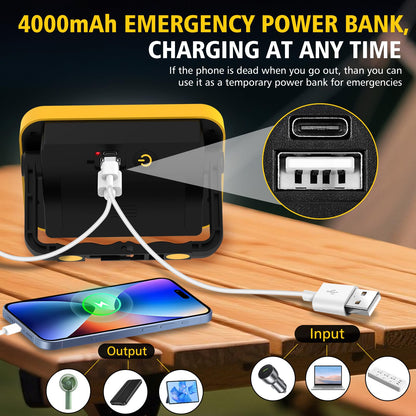 NATPOW LED Work Light, Rechargeable Floodlights, Portable Spotlight, 5 Modes Workshop Lamp with 4000 mAh, 180° Rotation Camping Lamp for Construction Site, Garage, Workshop (2 Packs)