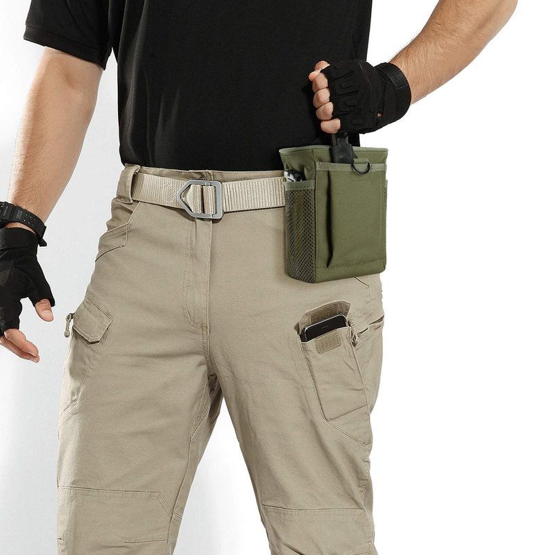 FRTKK Tactical Molle Drawstring Magazine Dump Pouch Outdoor Ammo Pouch, Adjustable Military Utility Belt Fanny Hip Holster Bag (2 Pack-Army Green)