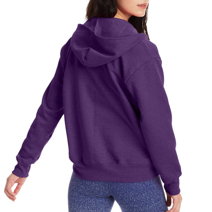 Hanes Women's EcoSmart Full-Zip Hoodie Sweatshirt, Violet Splendor Heather, Large