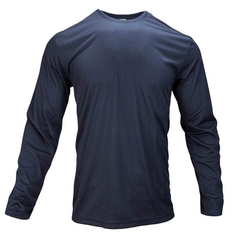 Butygity Mens Long Sleeve Tee Shirts UV Protection Quick Dry Athletic Running Activewear Breathable Workout Performance Work T Shirt Navy Large