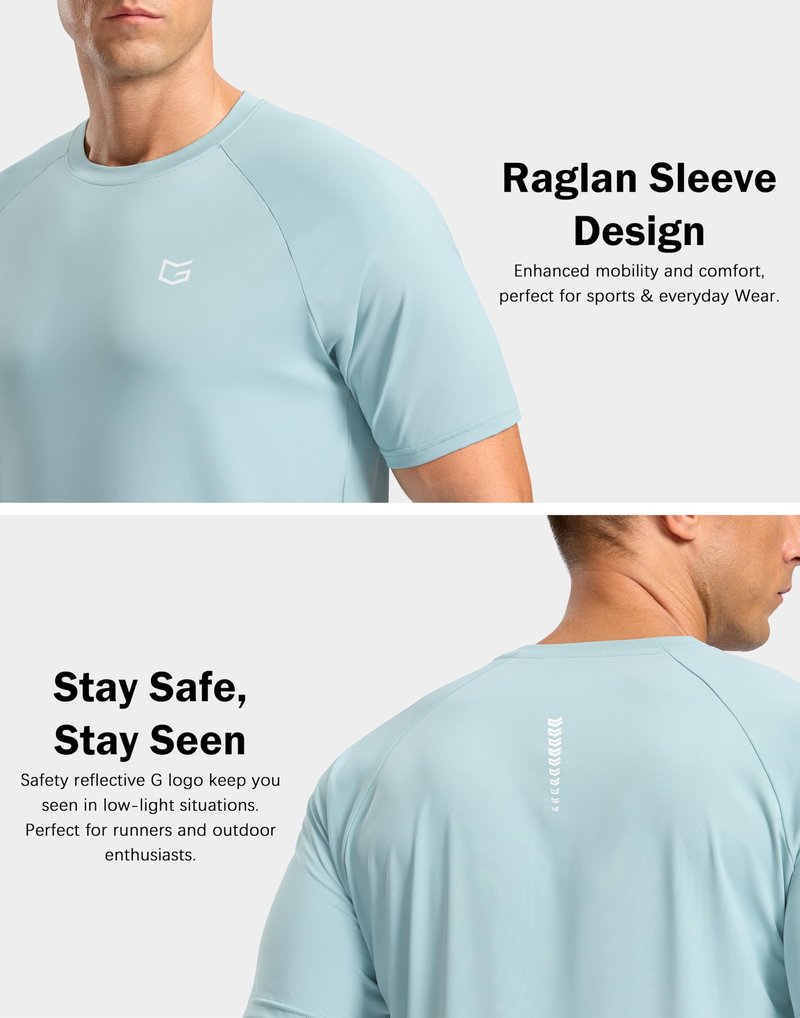 G Gradual Men's Athletic Workout T-Shirts Moisture Wicking Cooling Running Shirts Short Sleeve Performance Tee for Gym Tennis(Light Blue,4XL)