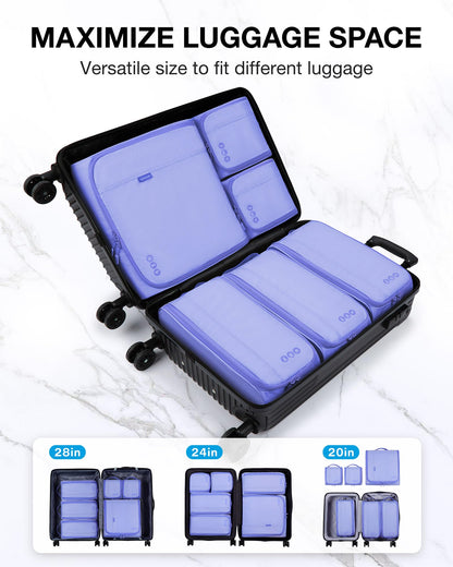 BAGSMART Keep Shape Packing Cubes for Travel, 6 Set Travel Cubes for Packing, Lightweight Suitcase Organizer Bags Set for Travel Essentials Very Peri