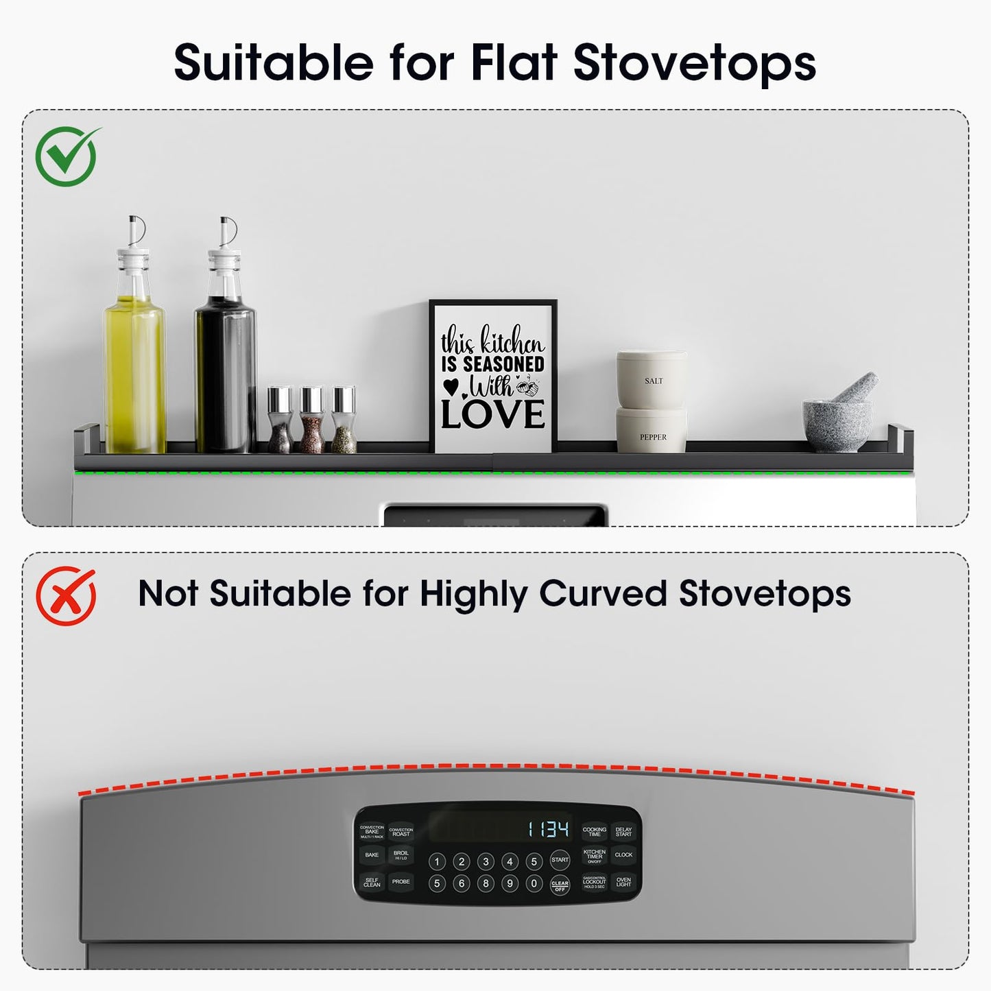 Bumusty 4X Strong Magnetic Shelf for Stove Top, 30" Adjustable Oven Shelf Spice Rack Over the Stove, Seasoning Organizer Kitchen Shelves, Matte Black