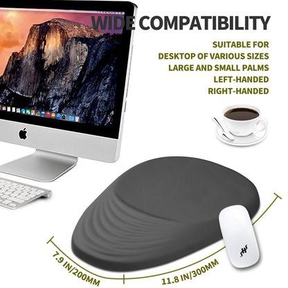 Hokafenle Ergonomic Mouse Pad Wrist Support, Terraced Slope Carpal Tunnel Wrist Pad for Mouse with Unibody Memory Foam, Wrist Rest Pain Relief Mousepad (Dark Grey, 11.8x7.9 in)