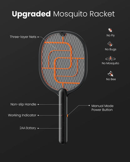 GAIATOP Electric Fly Swatter, 3800V Battery Powered Handheld Fly Zapper, 3-Layer Protection Grid Bug Zapper Racket for Home Bedroom Kitchen Office Backyard Patio Indoor Outdoor.