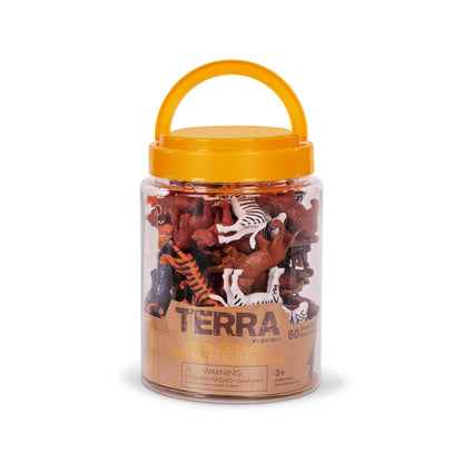 Terra by Battat – 60 Pieces Wild Creatures Tube – Realistic Mini Animal Figurines – Lion, Hippo, Tiger, Bear & More Safari Animals – Educational Toys for Kids & Toddlers 3+ Years