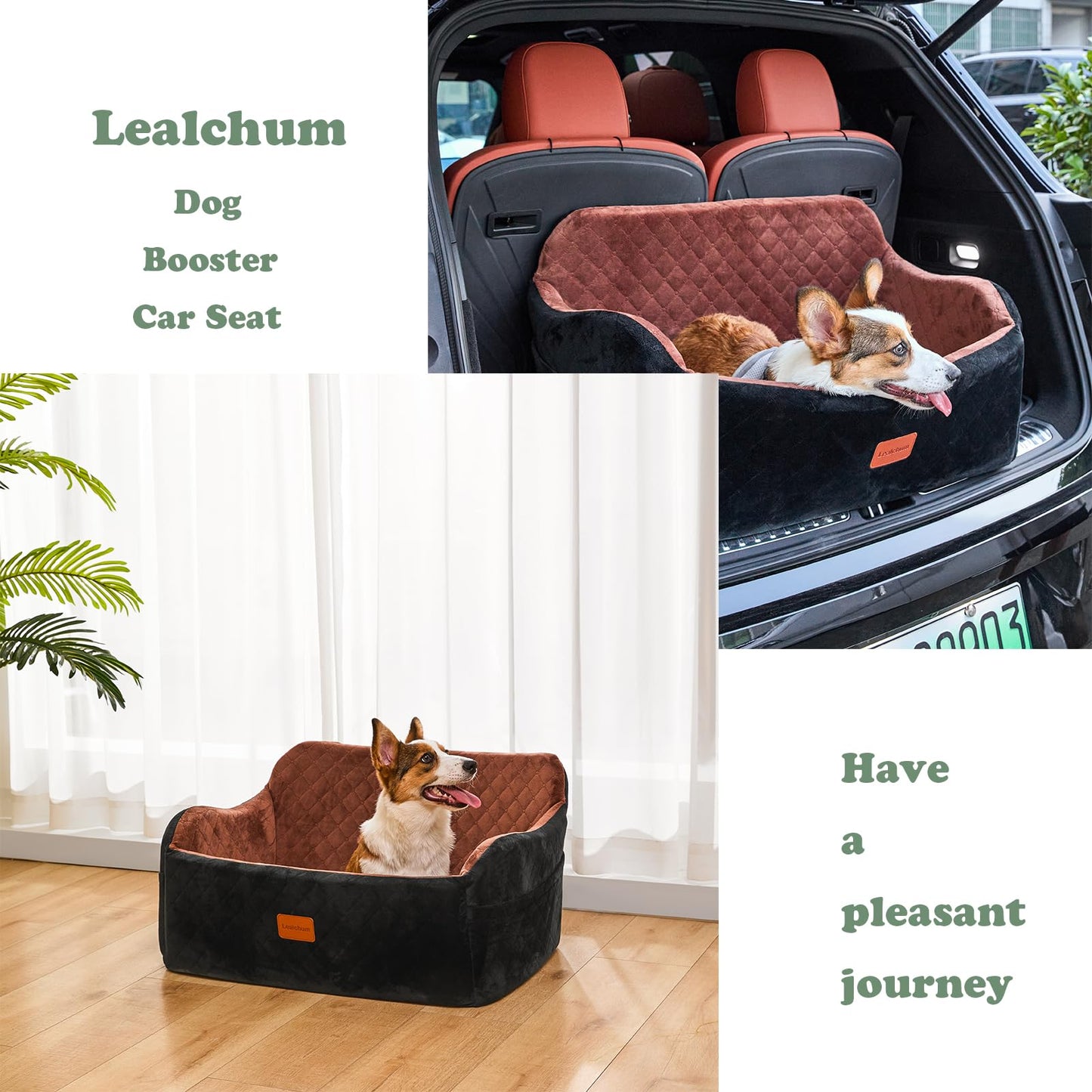 Lealchum Dog Car Seat for Medium Sized Dog,Car Dog Bed with Adjustable Leashes,Comfort and Support with Memory Foam Filled,Safety Travel Per Car Seat with Non-Slip Bottom(Grey, Large)