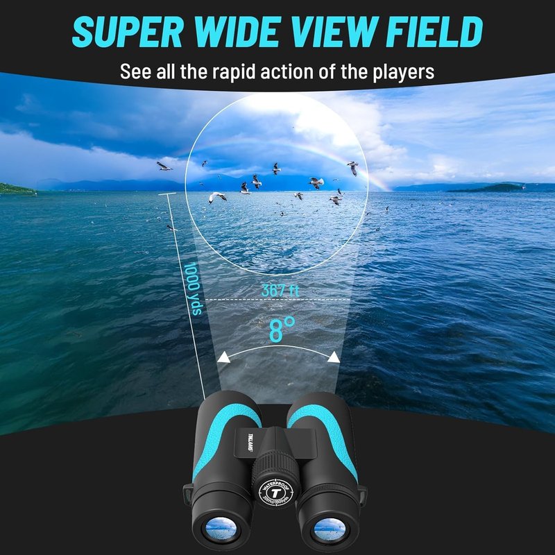15x55 UHD Binoculars for Adults High Powered with Phone Adapter - Large View, BAK4 Prism, Waterproof, Lightweight for Bird Watching, Hunting, Cruise, Travel, Camping (Blue)