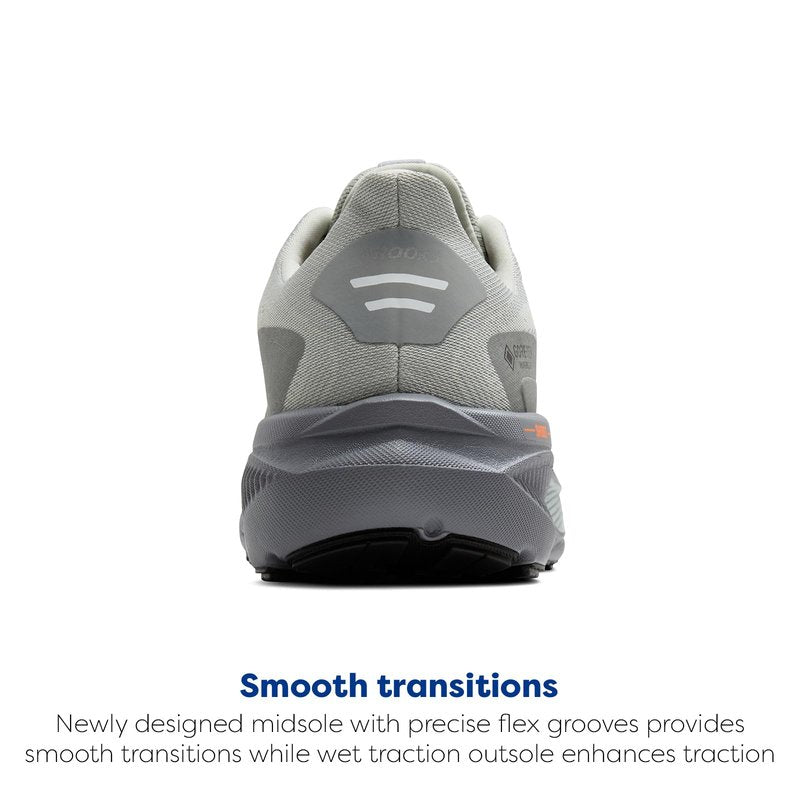 Brooks Men’s Ghost 17 GTX Waterproof Supportive Running & Walking Shoe - Smoke/Primer Grey/Orange - 9.5 Medium