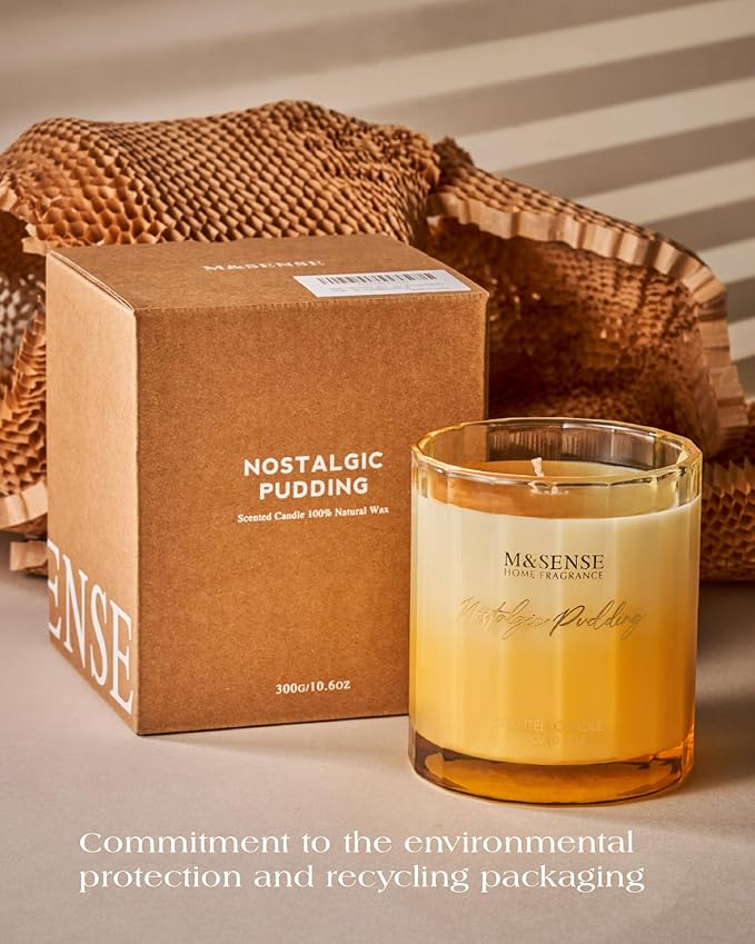 M&SENSE Spiced Pumpkin Fall Scented Candles Natural Soy Wax Non Toxic, 10.6oz 60 Hours Long Lasting Slow Burning Fall Scent Candle for Halloween Thanksgiving Holiday