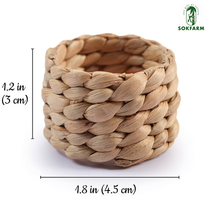 12 Pcs Round Woven Napkin Rings, Water Hyacinth Easter Napkin Rings Set of 12, Anillos para Servilletas De Tela, Boho Napkins Holder for Elegant Table Decoration, Christmas Table Decor, Wedding Decor