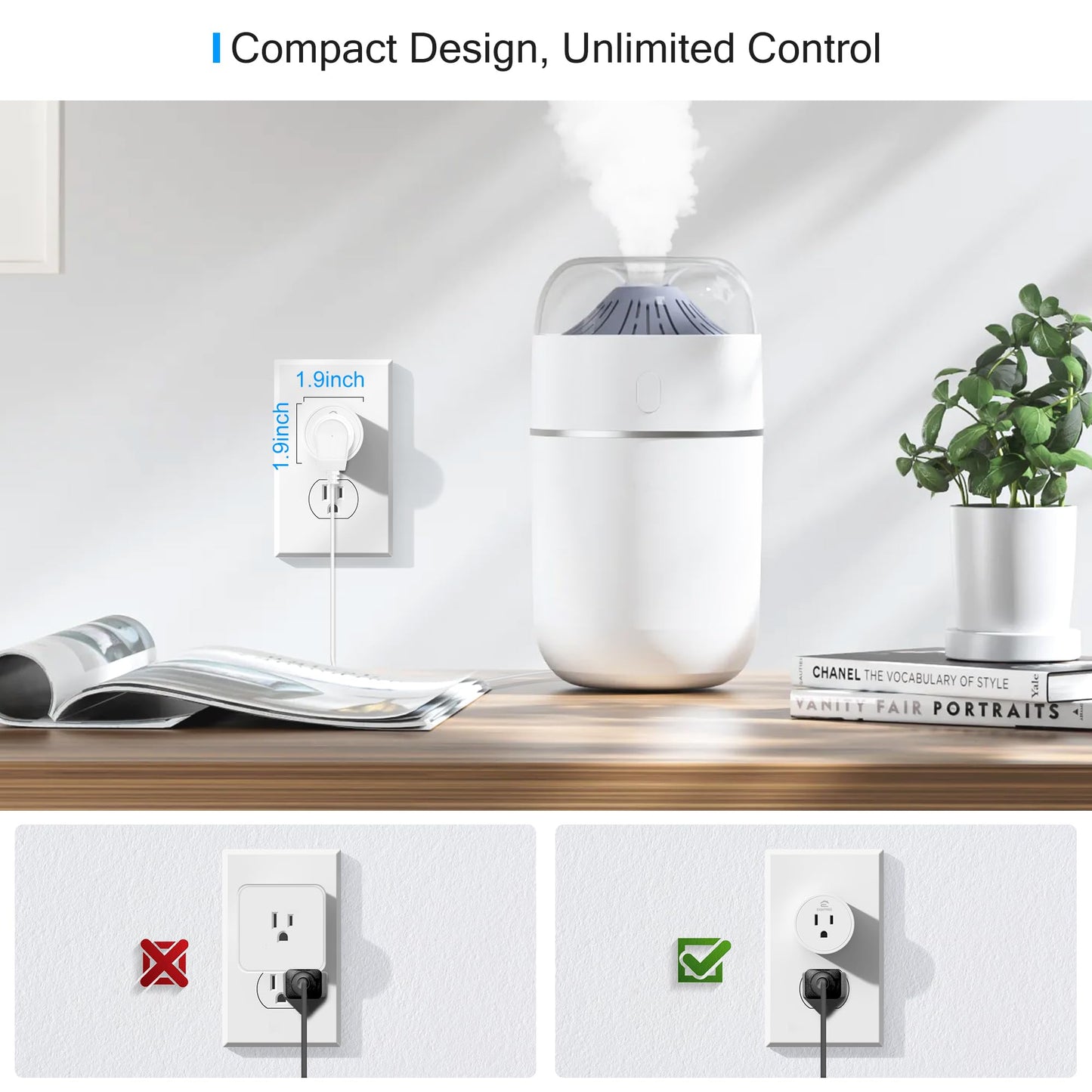 EIGHTREE Smart Plug, Smart Plugs That Work with Alexa and Google Home, Compatible with SmartThings, Smart Outlet with WiFi Remote Control and Timer Function, 2.4GHz Wi-Fi Only, 4 Packs