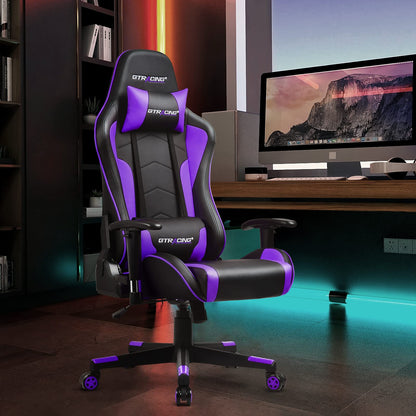 GTRACING Gaming Chair with Bluetooth Speakers Music Video Game Chair Audio Ergonomic Design Heavy Duty Office Computer Desk Chair GT890M Purple