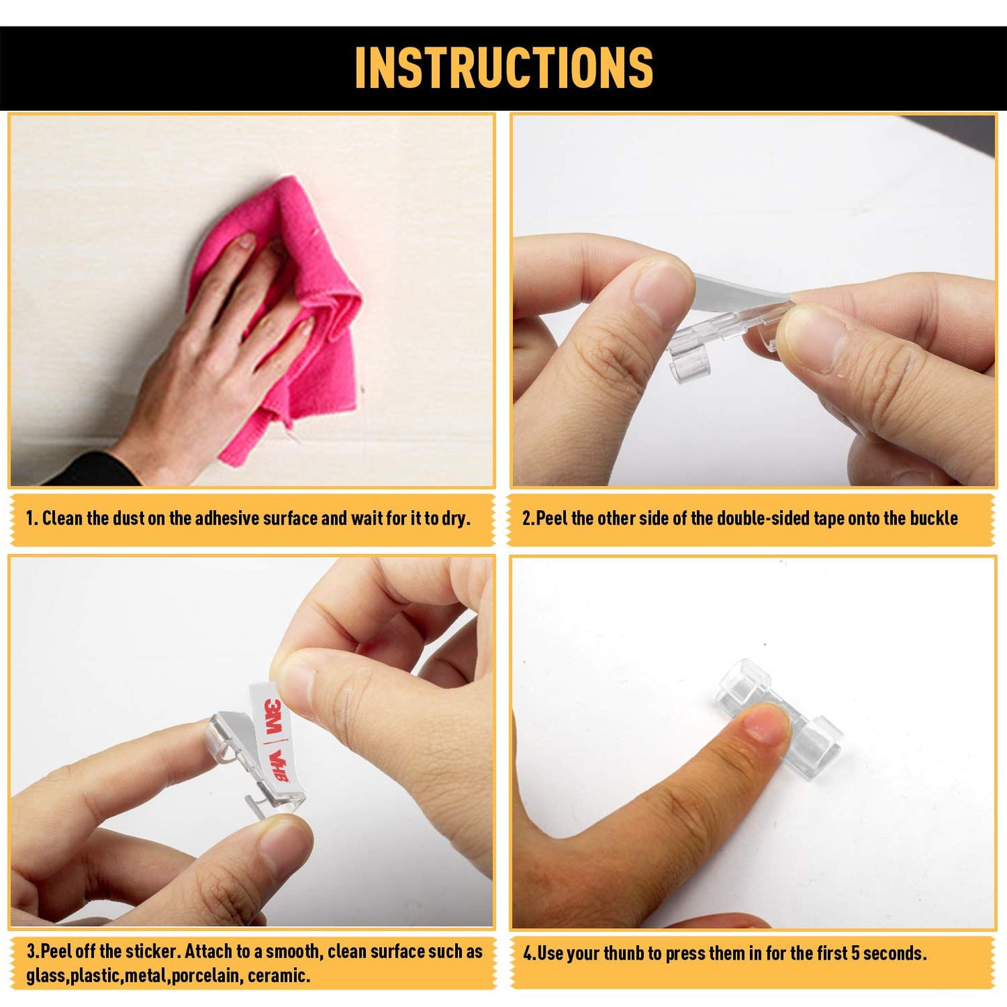 Cable Clips with Strong Self-Adhesive, XIAOXI Cable Management TV PC Wire Holder Sticky Tidy and Organizer Cord and Wires - 40 Pcs (Clear)