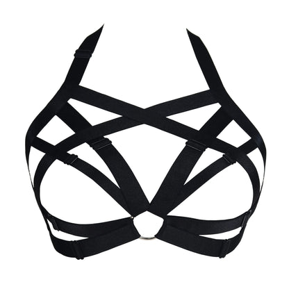 JELINDA Womens Bra Elastic Cupless Cage Bra Strappy Hollow Out