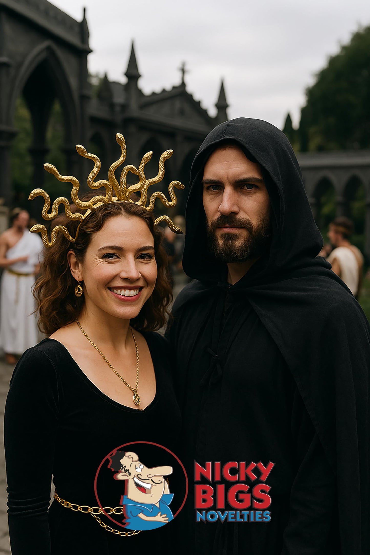 Nicky Bigs Novelties Medusa Snake Headband Greek Goddess Headdress Crown Cosplay Accessory for Women Gold or Bronze Medusas Snakes Headpiece Hat Costume – Lightweight Adult