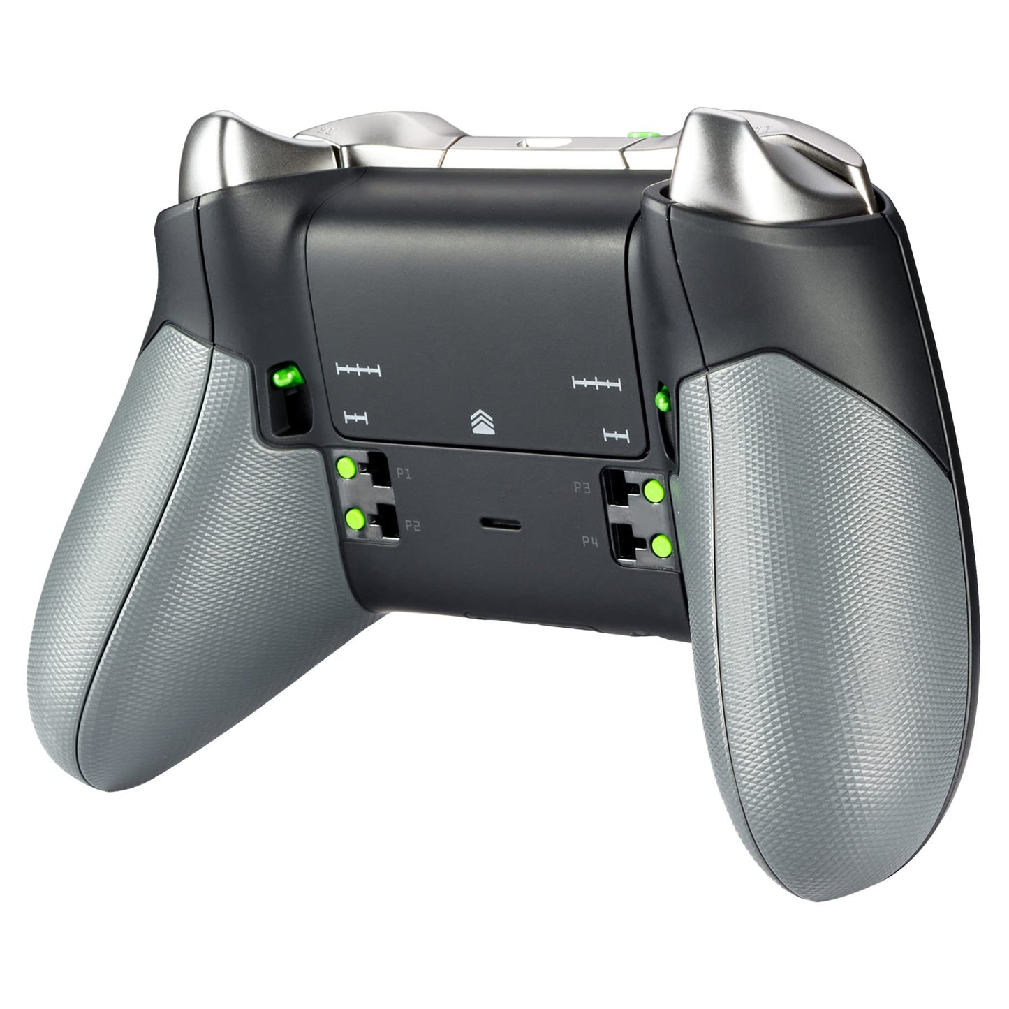 eXtremeRate Gray Rubberized Right Left Side Rails, Replacement Rear Handle Grips, Back Panels Faceplates Kits for Xbox One Elite Controller (Model 1698)