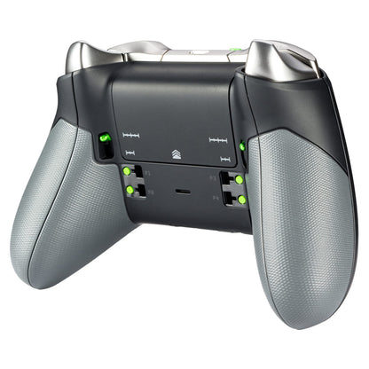 eXtremeRate Gray Rubberized Right Left Side Rails, Replacement Rear Handle Grips, Back Panels Faceplates Kits for Xbox One Elite Controller (Model 1698)