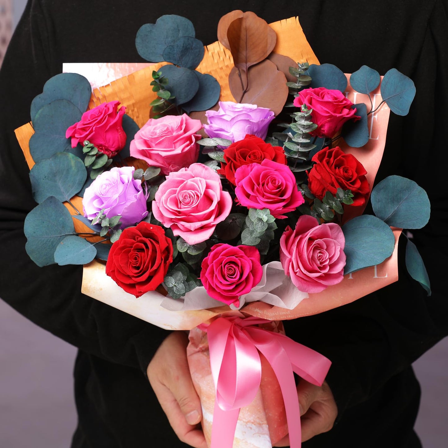 lovenfold Flowers for Delivery,Preserved Flowers Bouquets,Purple Rose Bouquets That Last 1-3 Years,Birthday Flowers Gifts for Women Mom Grandma Wife Friends
