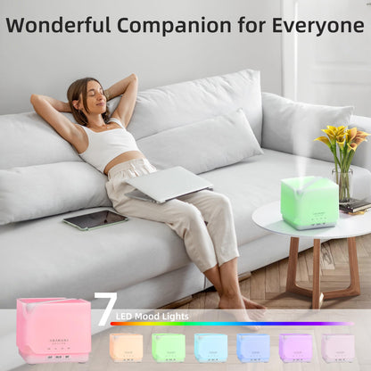 ASAKUKI 700 ml Premium Essential Oil Diffuser, 5 in 1 Ultrasonic Aromatherapy Fragrant Oil Vaporizer Humidifier, Timer and Auto-Off Safety Switch, 7 LED Light Colors