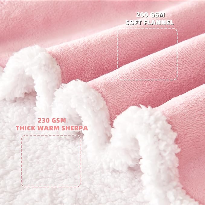 IFNOW Sherpa Wearable Blanket with Sleeves for Women Men Adults, Cozy Wearable Blanket with Arm and Pocket, Warm Full Body TV Wrap Throw Blanket, Soft Robe Blanket as Gifts for Mom Wife, Pink