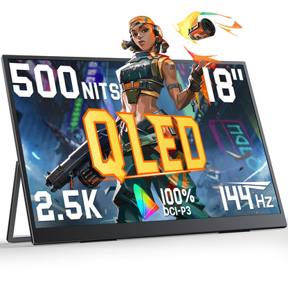 UPERFECT Portable Monitor 18.5 inch 120HZ 125% sRGB 1080P w/VESA & Stand, Large Portable Monitor FreeSync IPS HDR Gaming Display, HDMI USB C Travel Second Screen for Laptop MacBook