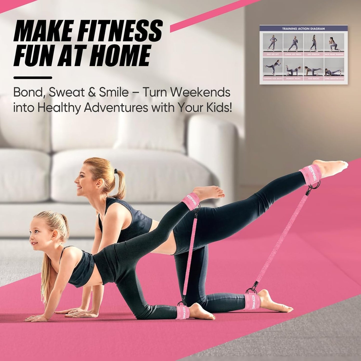KUZARO Resistance Bands Set with Ankle Straps, Legs and Glutes Workout Equipment, Ankle Weights Bands for Women, Booty Exercise Equipment for Kickbacks and Hip Training, Home Gym Fitness Equipment