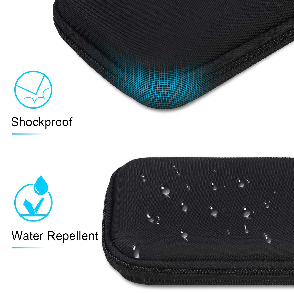 Lacdo Hard Carrying Case for Samsung T7 Shield / T7 / T7 Touch Portable Solid State Drives 500GB 1TB 2TB 4TB USB 3.2 External SSD Hard EVA Shockproof Storage Travel Bag, Black+Black