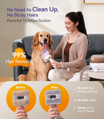 oneisall Dog Grooming Kit with 12 Kpa Vacuum,Dog Vacuum Groomer Suction 99% Pet Hair,Dog Vacuum Brushes,Dog Hair Remover for Shedding and Tangled Hairs