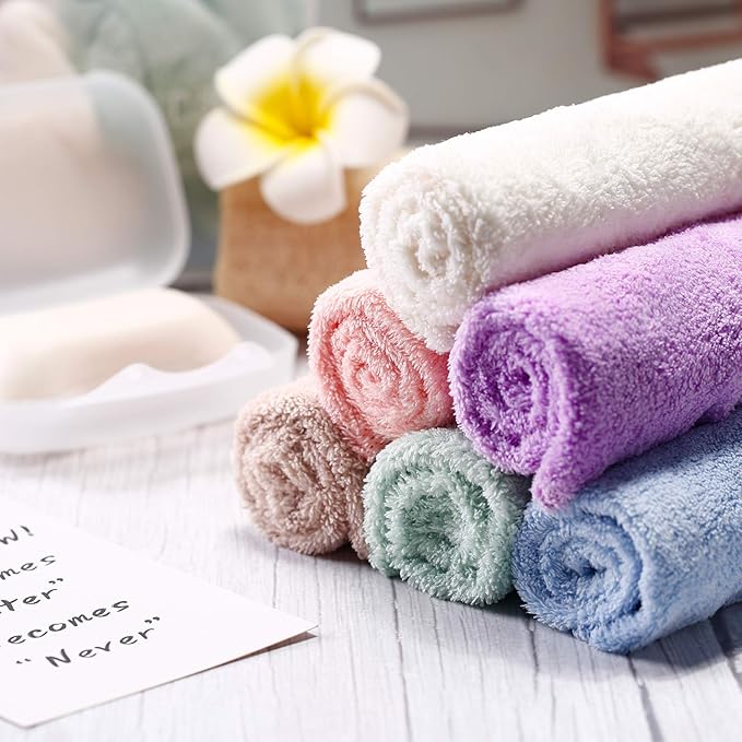 Syhood 12 Pieces Face Wash Cloth 12 x 12 in Makeup Remover Cloths Towel Coral