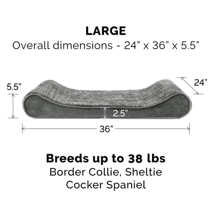 Furhaven Pet Dog Bed - Cooling Gel Foam Minky Plush and Velvet Ergonomic Luxe Lounger Cradle Mattress Contour Pet Bed with Removable Cover for Dogs and Cats, Gray, Large