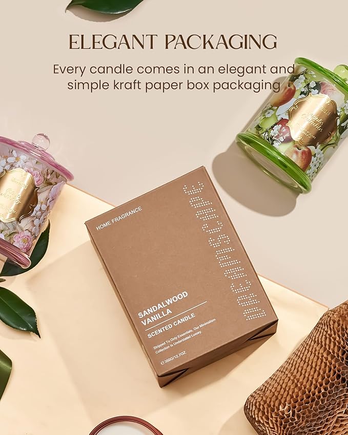 M&SENSE Rose Amber Candles for Home Scented, Organic Soy Candles Non Toxic, Double Wick 12.7oz Large Jar Candle 75 Hour Long Lasting Burn, Relaxing Aromatherapy Candle Gift for Women