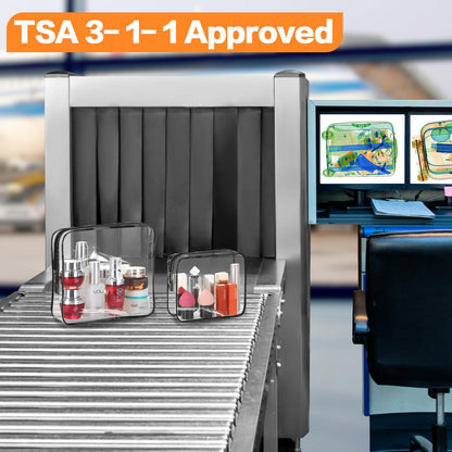 HAOGUAGUA 3 Pieces Large Clear Travel Bags for Toiletries, Waterproof Clear Plastic Cosmetic Makeup Bags, Transparent Packing Organizer Storage Bags (Black)