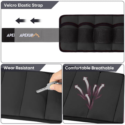 APEXUP 10lbs/Pair Adjustable Ankle Weights for Women and Men, Modularized Leg Weight Straps for Yoga, Walking, Running, Aerobics, Gym (Black)