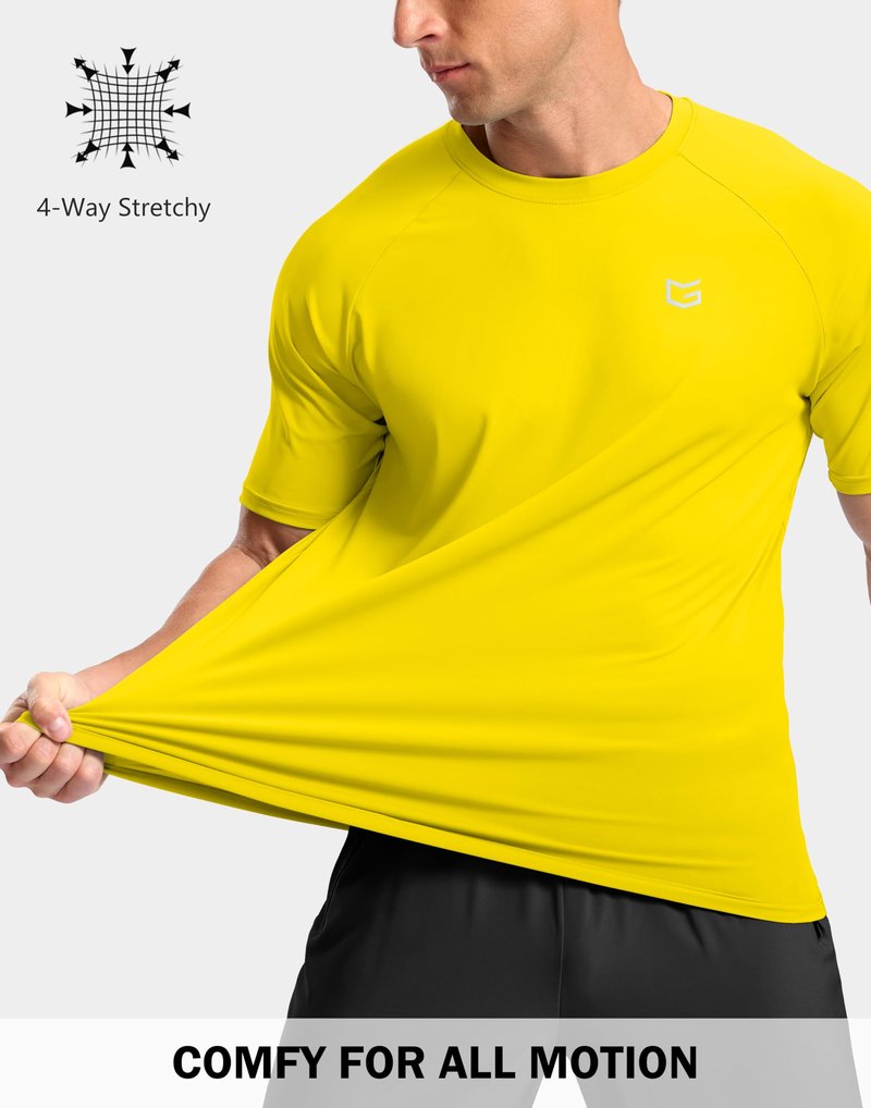 G Gradual Men's Athletic Workout T-Shirts Moisture Wicking Cooling Running Shirts Short Sleeve Performance Tee for Gym Tennis(Yellow,XXL)