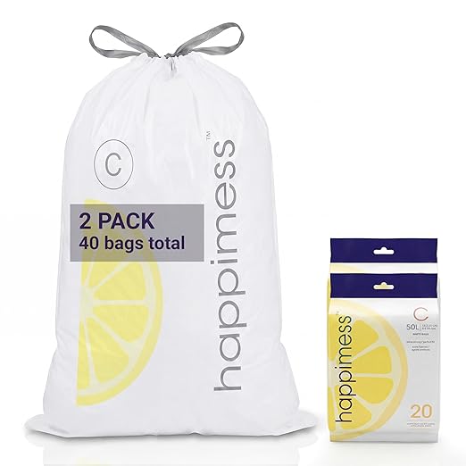 happimess 13.2 Gallon Drawstring Trash Bags, Lemon Scent, Heavy Duty MDPE Liners