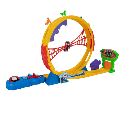 Marvel Spidey and His Amazing Friends Amazing Metals Super Loop Track Set - 28-Inch Race Track with Launcher, 360 Degree Super Loop, and Exclusive Amazing Metals Vehicle