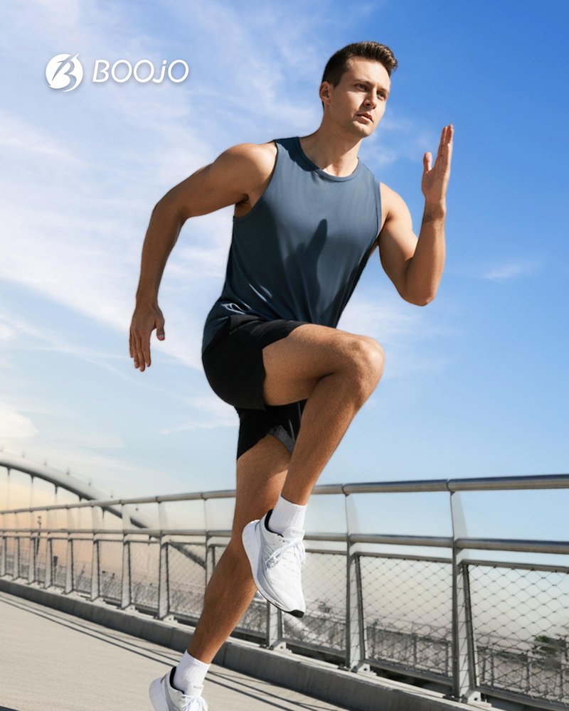 BOOJO Tank Tops Men - Summer Black Quick Dry Moisture Wicking Workout Muscle Sleeveless Shirts for Gym Running Beach