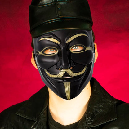 Diximus Black V for Vendetta Mask – Anonymous Guy Fawkes Hacker Mask for Halloween & Costume Parties