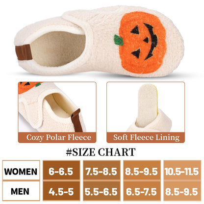 Ibeauti Womens Mens House Slippers Rubber Sole Indoor Slipper Socks Lightweight Fleece Lined Slip-on Barefoot Slippers (Beige Pumpkin, Adult, Women, Numeric Range, Medium, 6, 6.5)